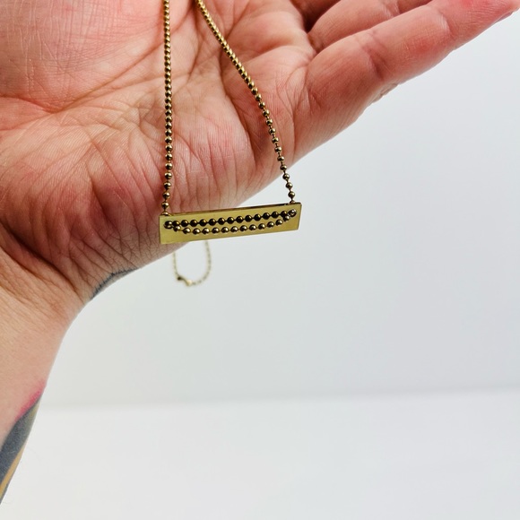 Stella McCartney Soft Gold Embossed Logo Name Plate Ball Chain Necklace - Picture 15 of 16